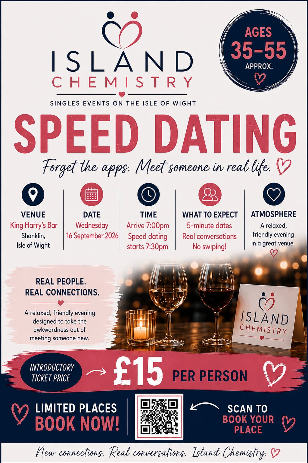 Guests talking at an Island Chemistry speed dating evening